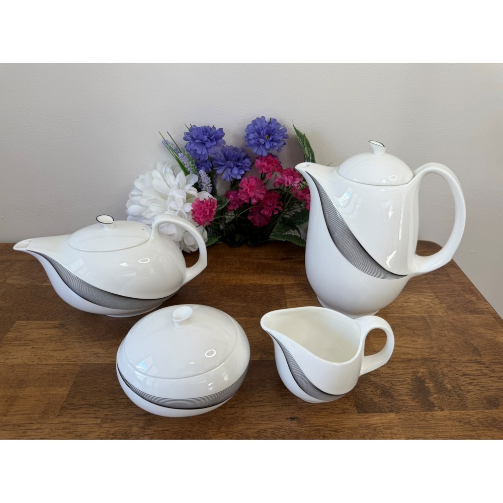 Wedgwood Apollo Bone China Coffee Tea‎ Set Shape 225 Mid Century Modern England - Picture 3 of 10